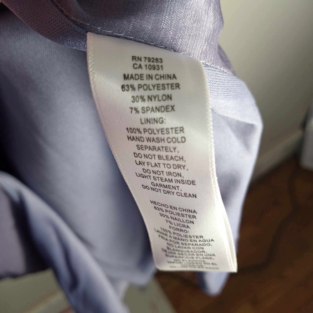 Alex Evening Cocktail Dress Lavender Faux Wrap Stretch Satin Sheath Size 10 - Picture 8 of 8